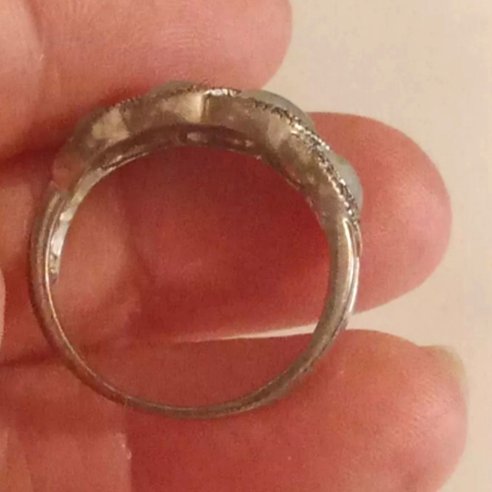 Vintage sterling silver marquise cut jade ring size 8 - Picture 3 of 5